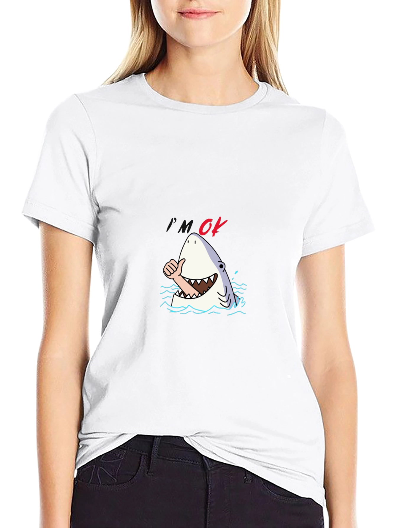 Shark OK T-Shirt - Funny Cartoon Graphic Tee