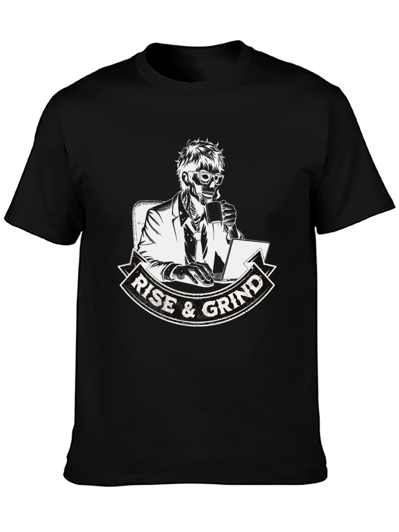 Rise and Grind Skeleton Graphic T-Shirt