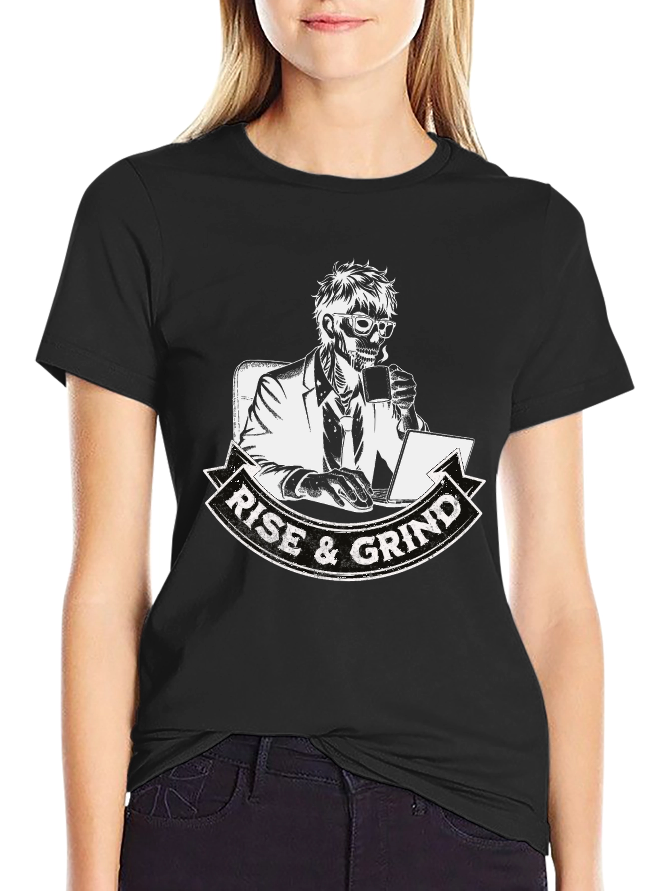 Rise and Grind Skeleton Graphic T-Shirt