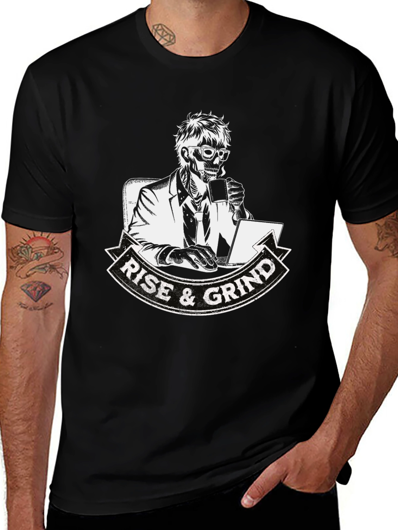 Rise and Grind Skeleton Graphic T-Shirt