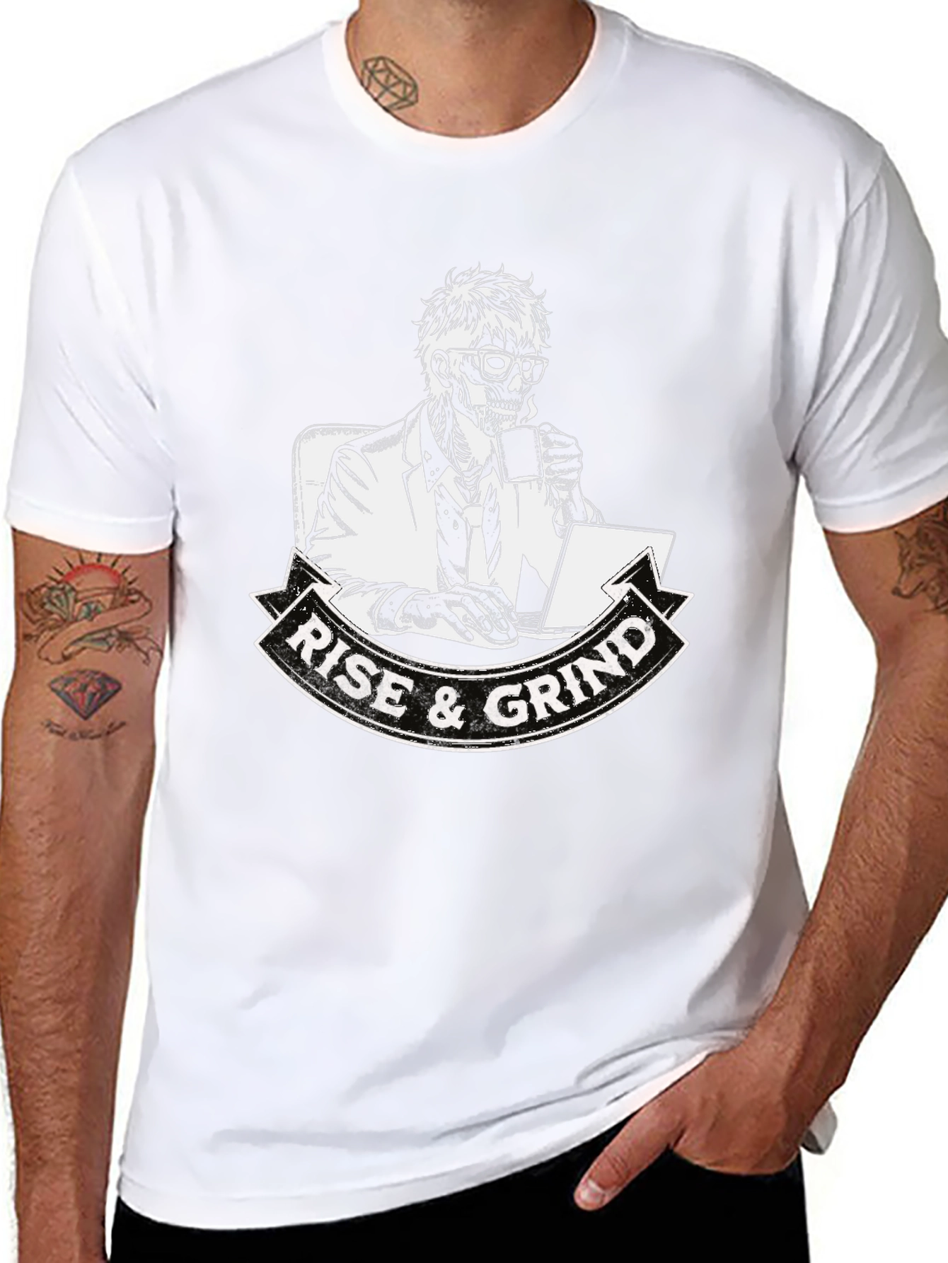 Rise and Grind Skeleton Graphic T-Shirt