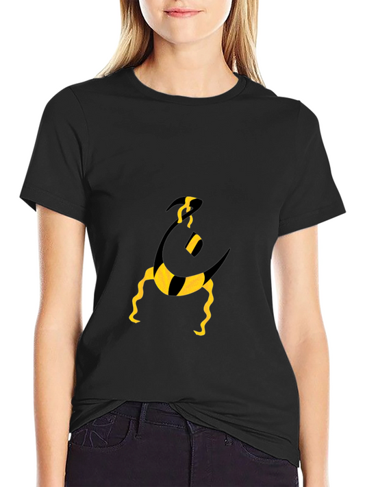 Funky Graphic Tee - Black with Abstract Yellow Print