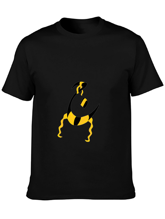 Funky Graphic Tee - Black with Abstract Yellow Print