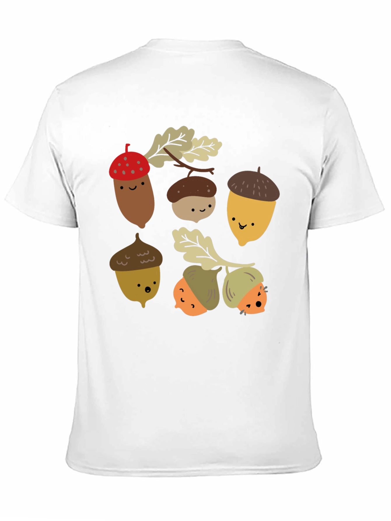 Cute Acorn Graphic Black T-Shirt