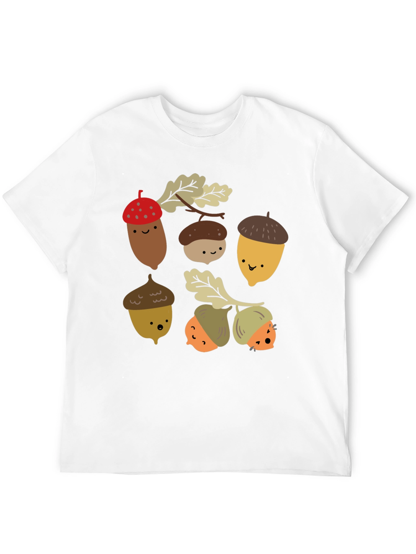 Cute Acorn Graphic Black T-Shirt