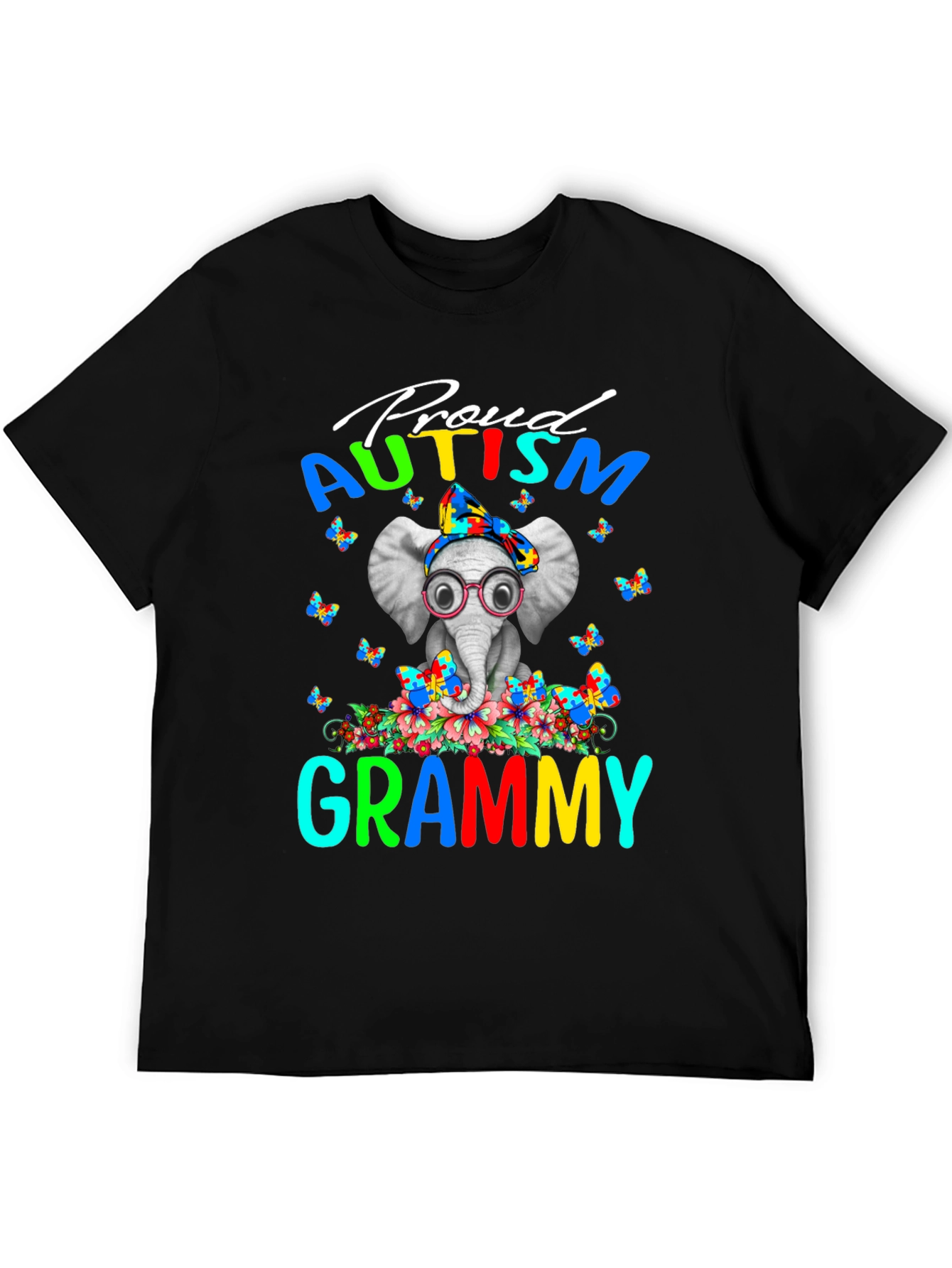Proud Autism Grammy T-Shirt Elephant Design