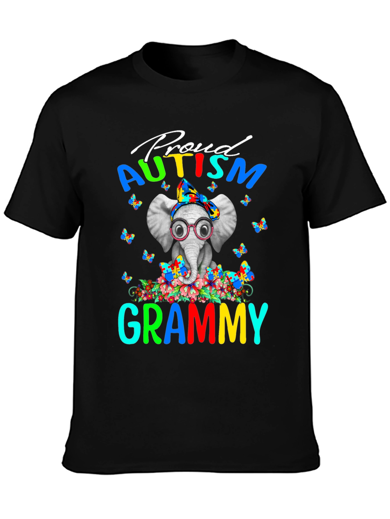 Proud Autism Grammy T-Shirt Elephant Design