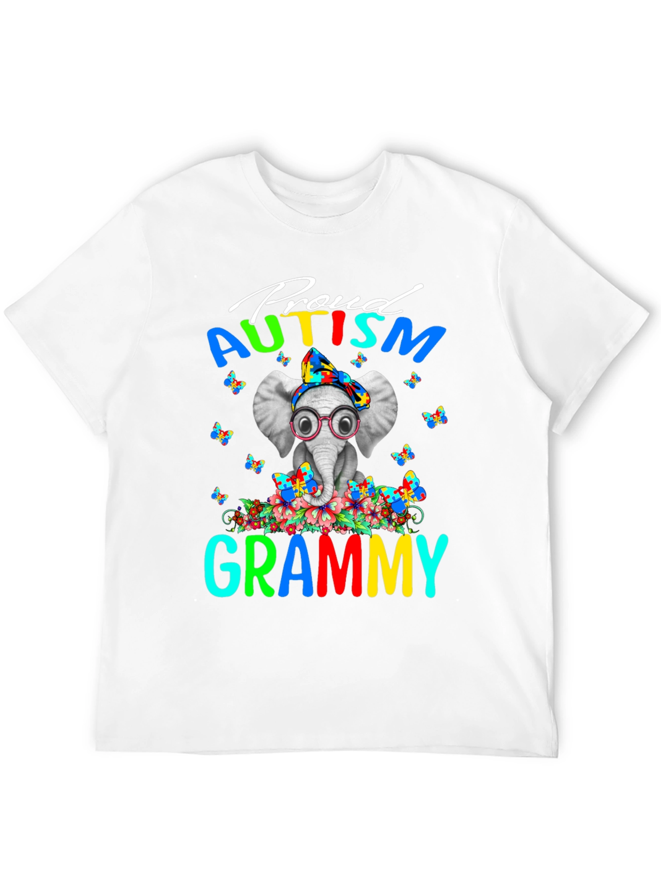 Proud Autism Grammy T-Shirt Elephant Design