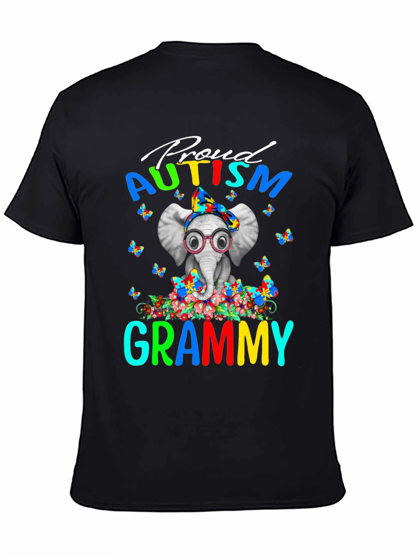 Proud Autism Grammy T-Shirt Elephant Design