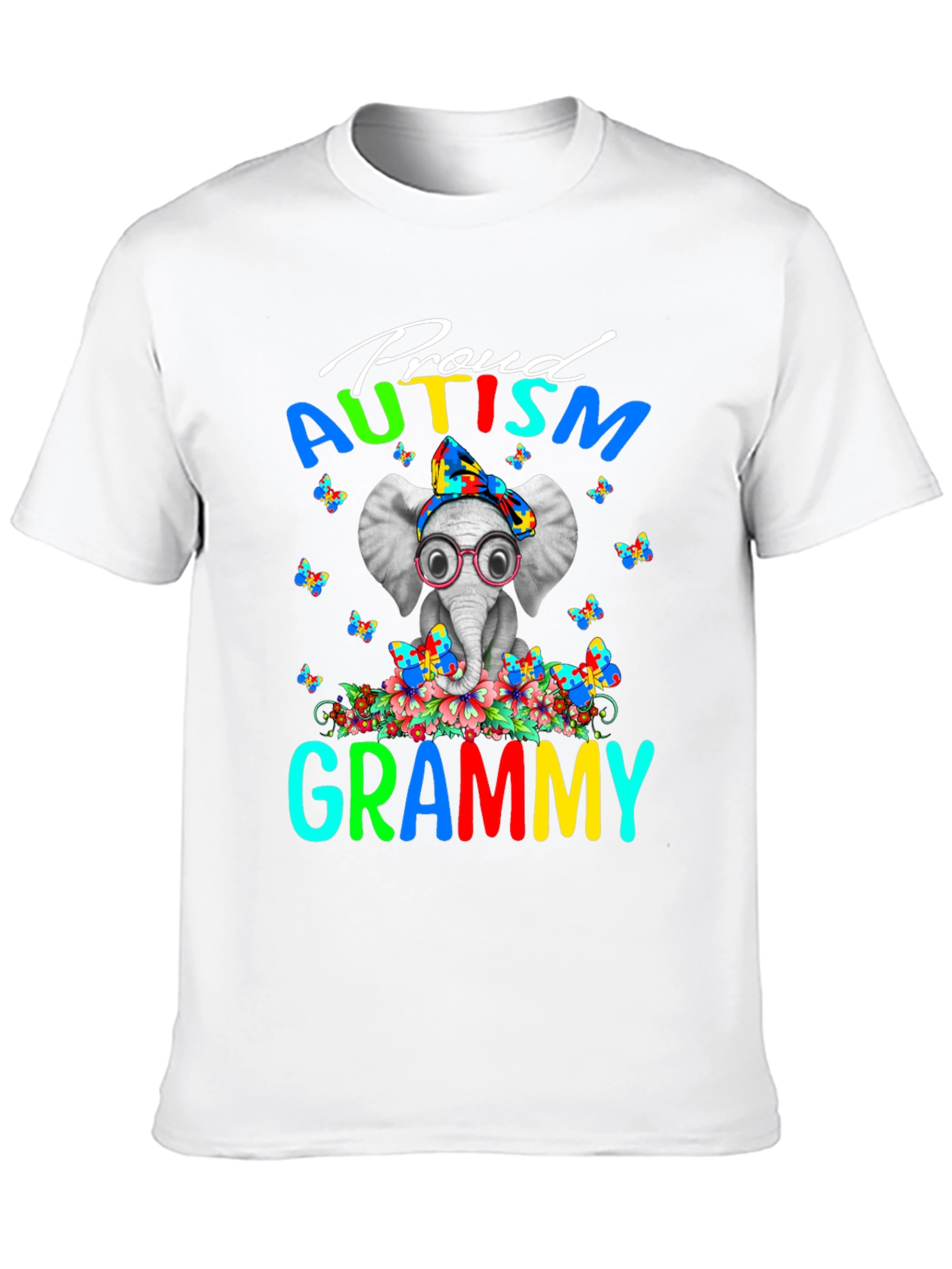 Proud Autism Grammy T-Shirt Elephant Design