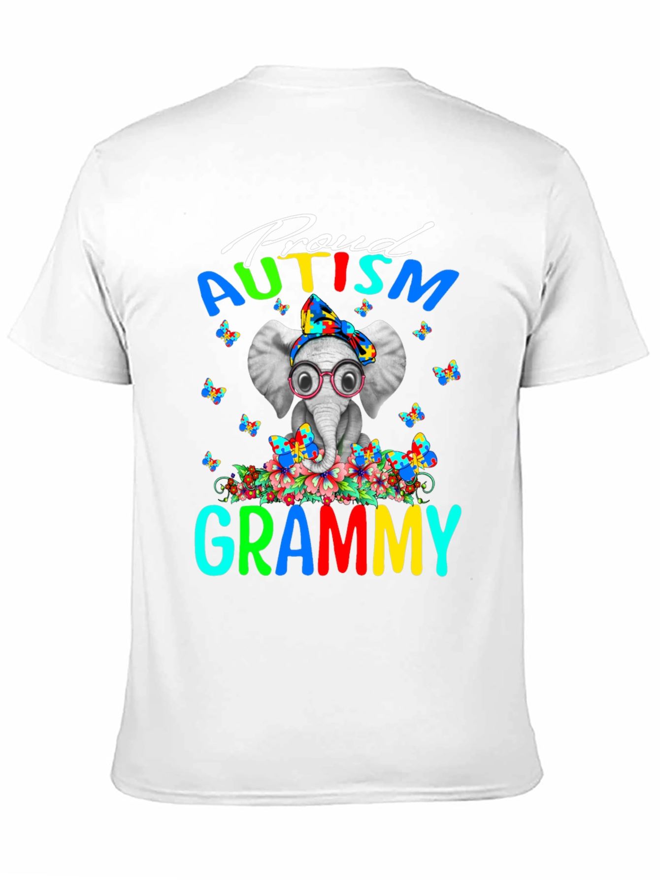 Proud Autism Grammy T-Shirt Elephant Design