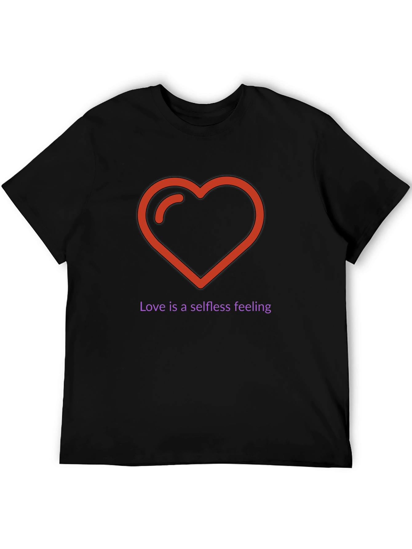 Love is Selfless Black T-Shirt with Heart Design