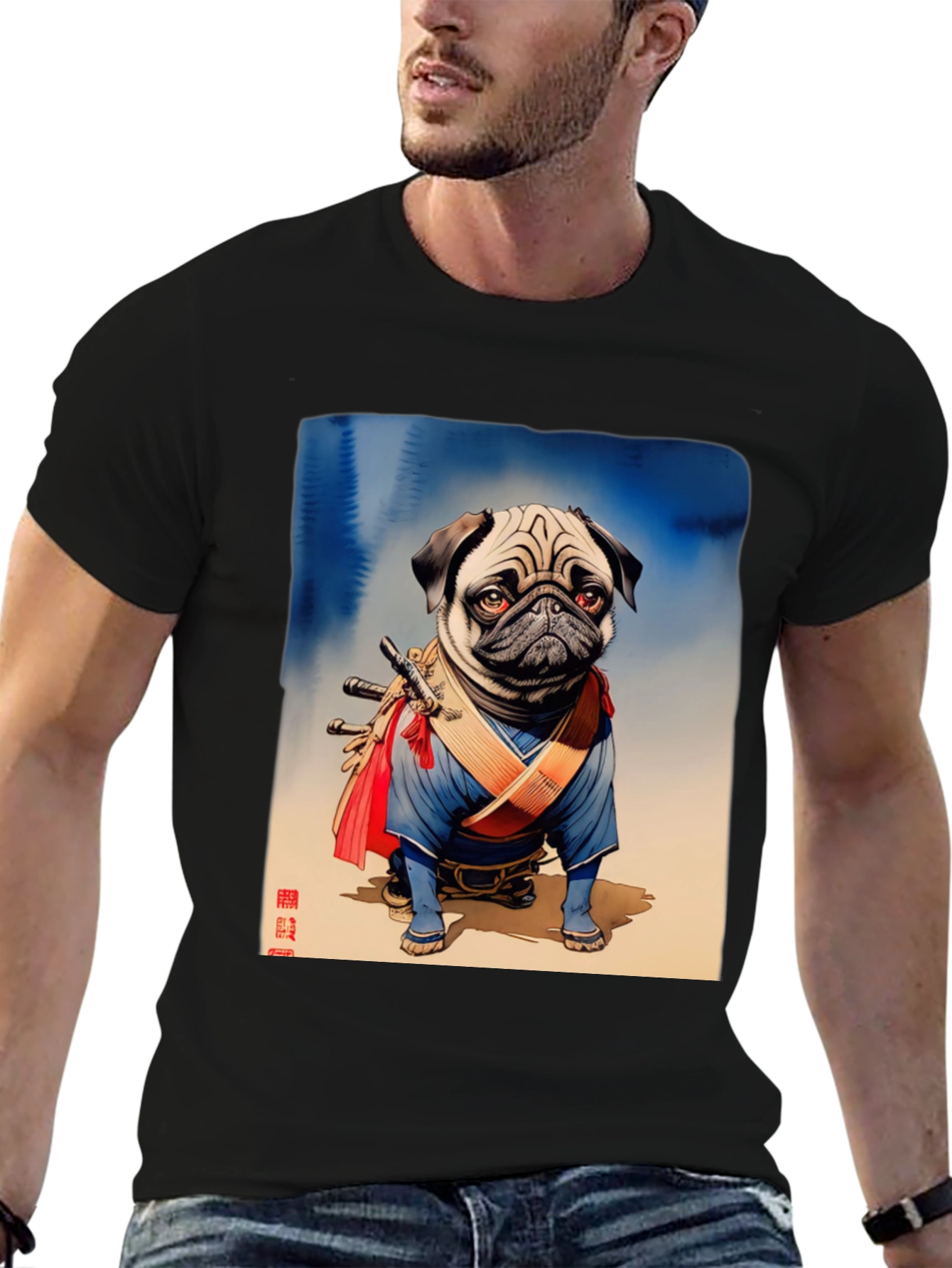Pug Samurai Graphic Tee