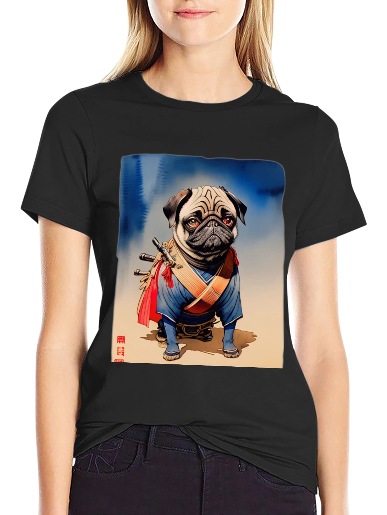 Pug Samurai Graphic Tee
