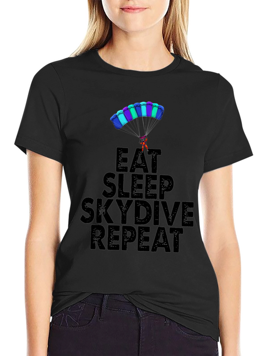 Eat Sleep Skydive Repeat Black Graphic Tee
