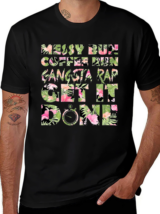 Floral Messy Bun Coffee Run Graphic Tee