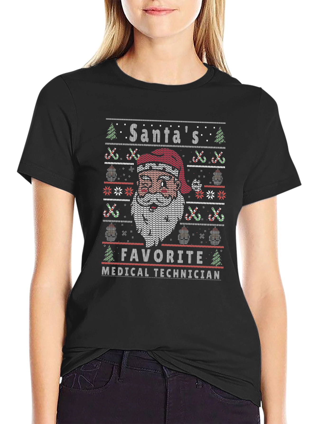Santas Favorite Medical Technician Ugly Christmas Sweater T-Shirt