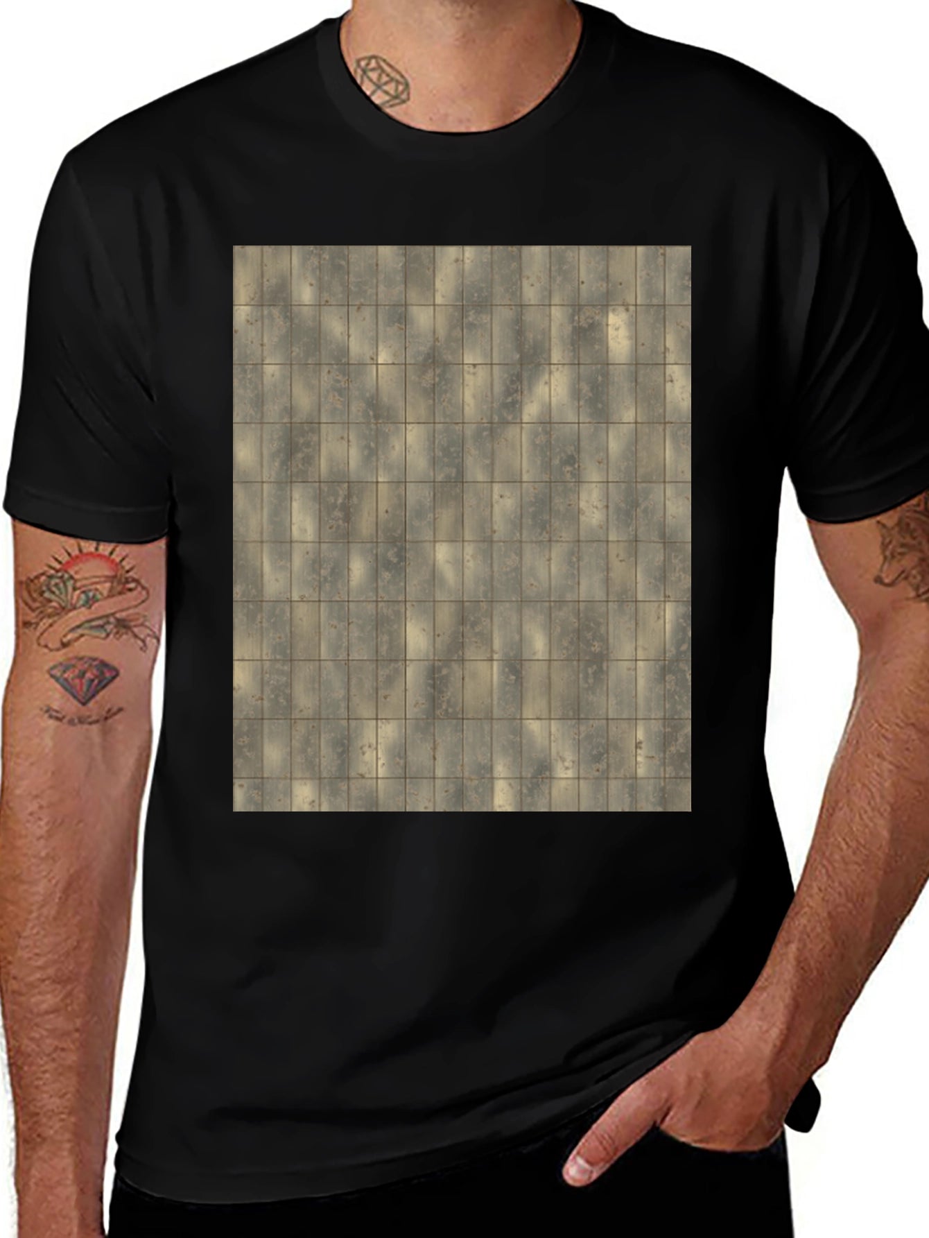 Tiled Pattern Graphic T-Shirt