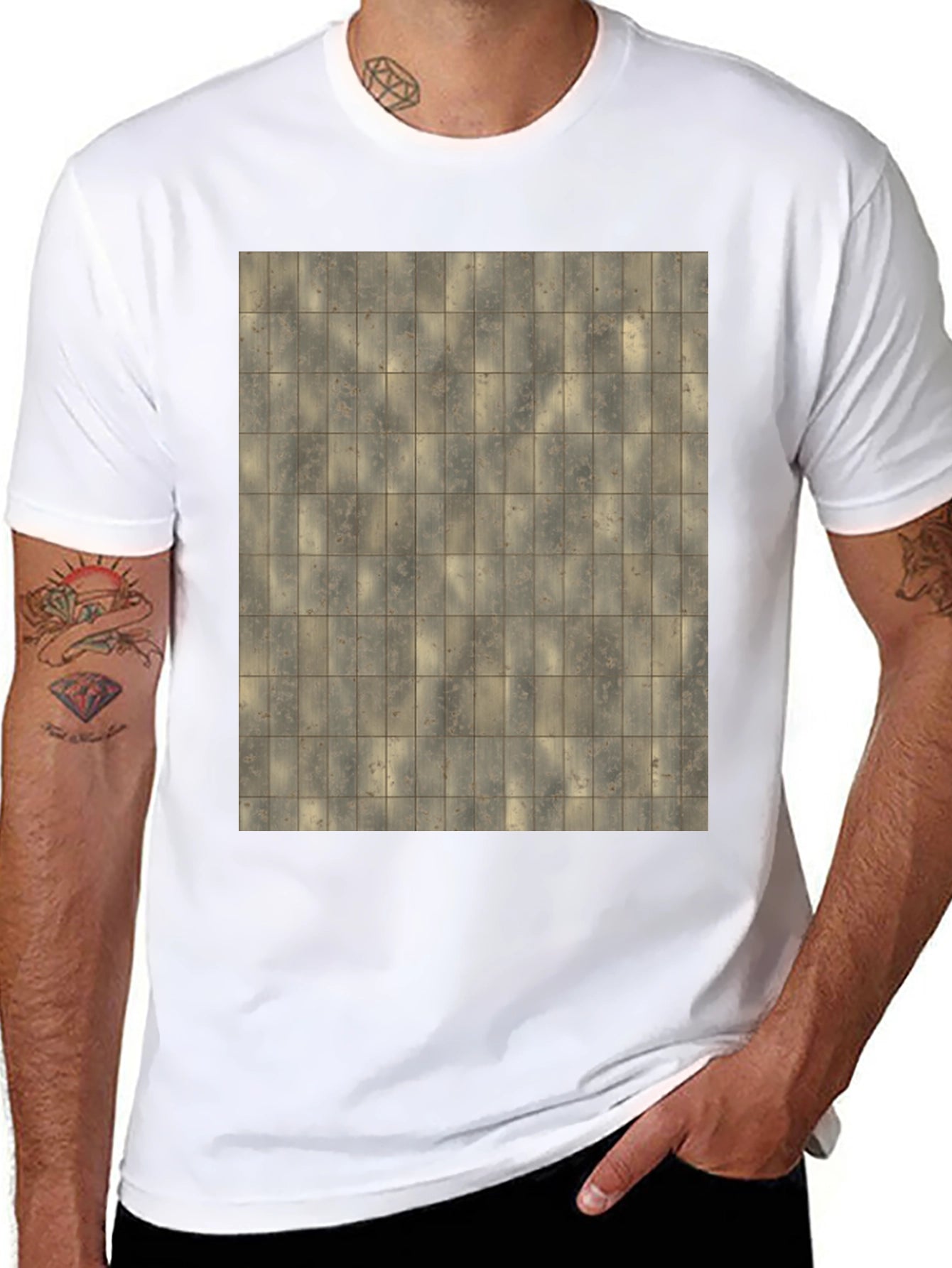 Tiled Pattern Graphic T-Shirt