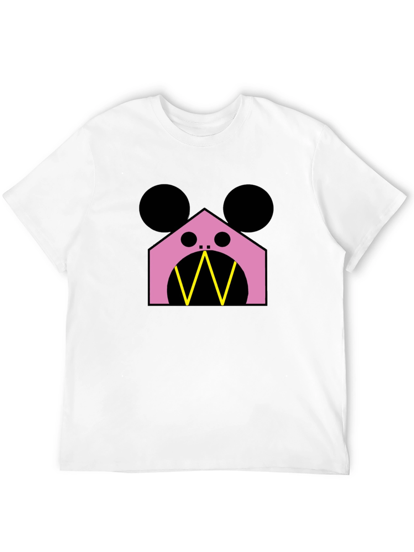 Geometric Character T-Shirt - Pink & Black