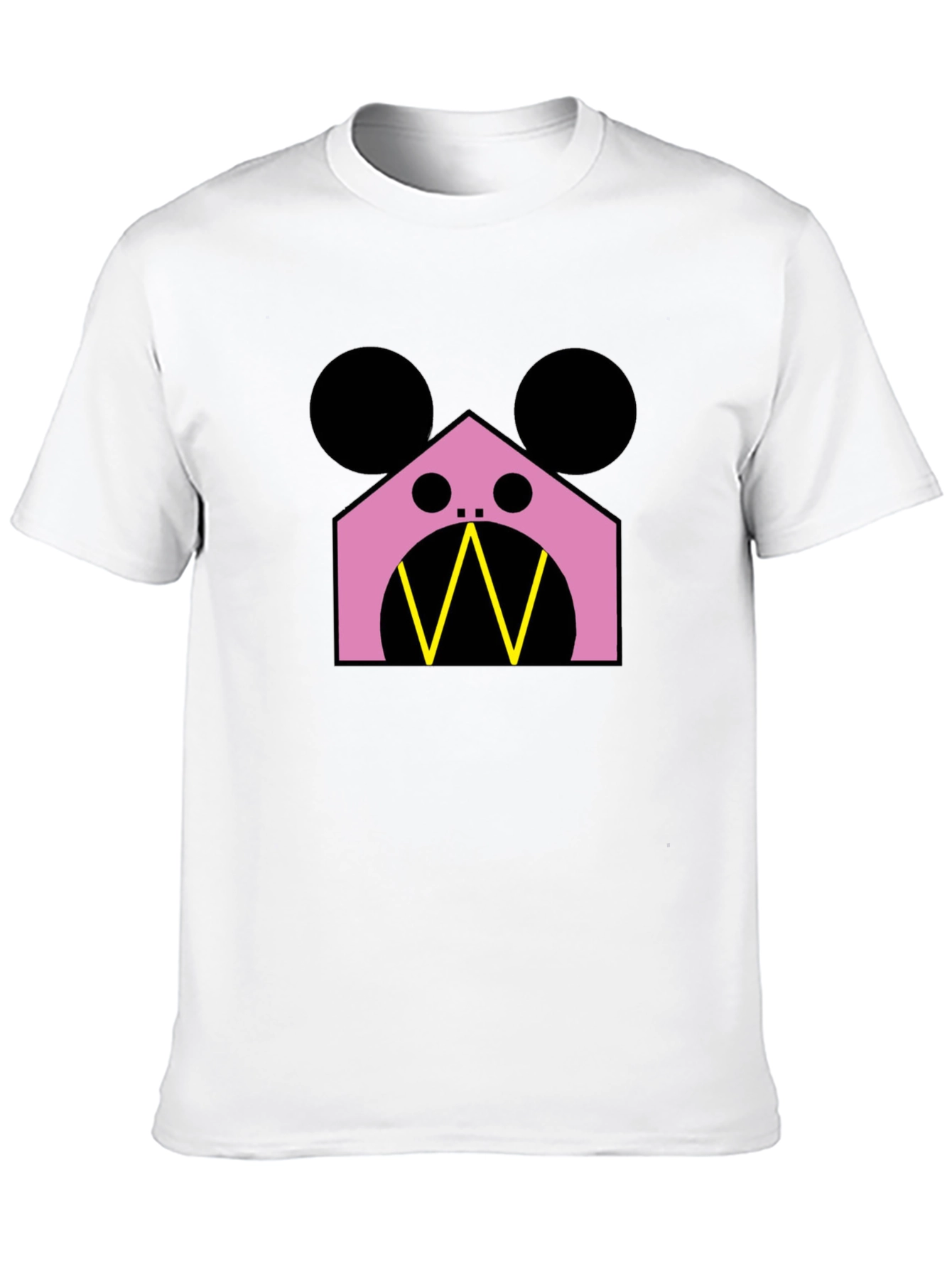 Geometric Character T-Shirt - Pink & Black