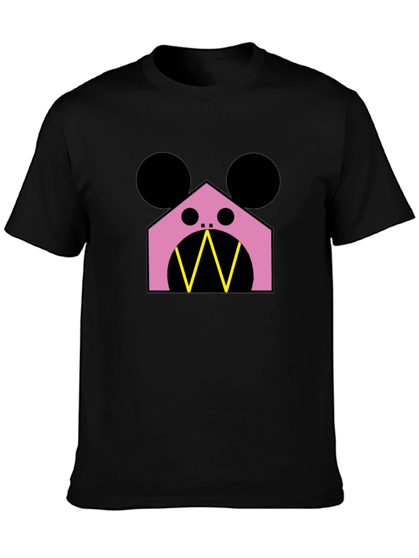 Geometric Character T-Shirt - Pink & Black