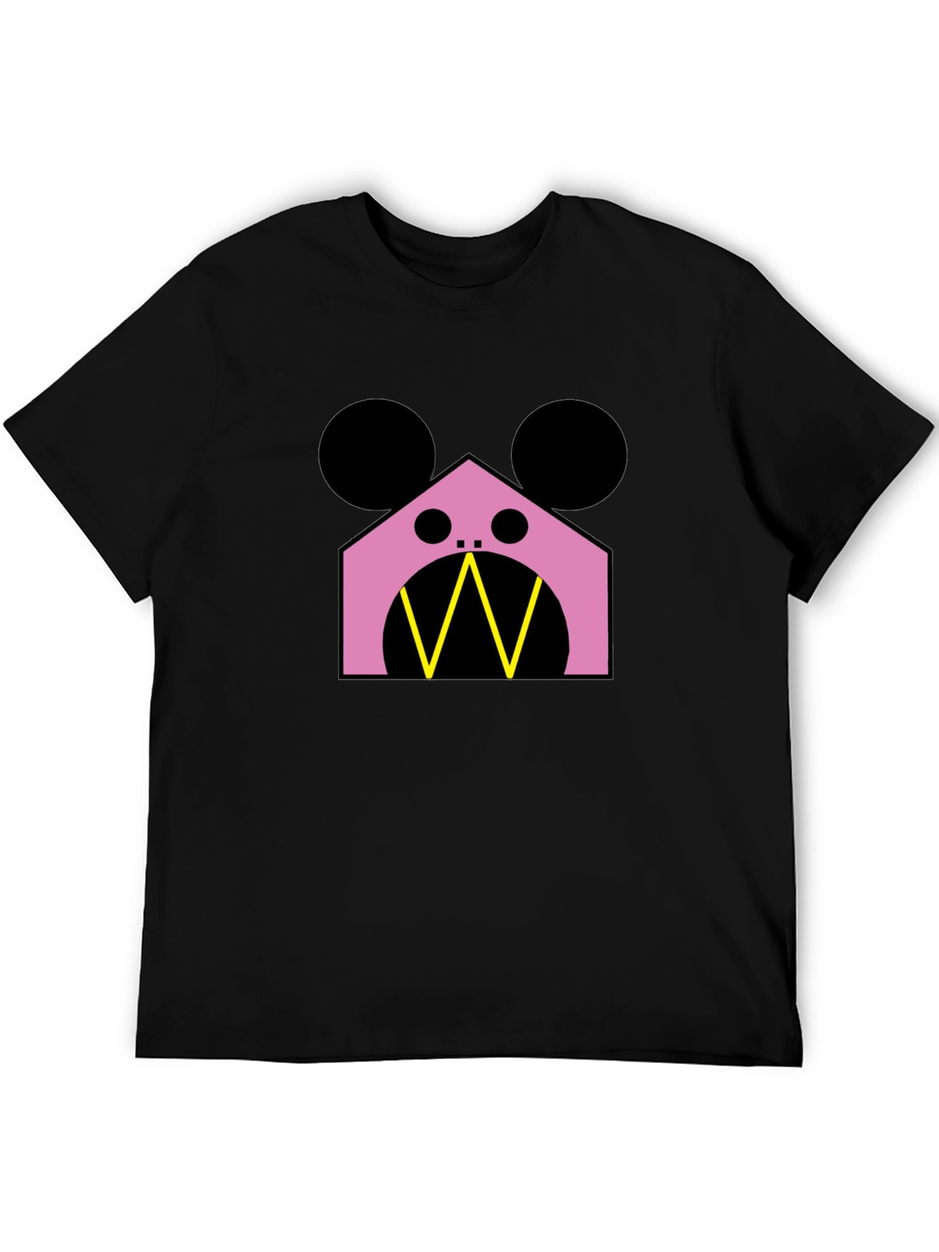 Geometric Character T-Shirt - Pink & Black