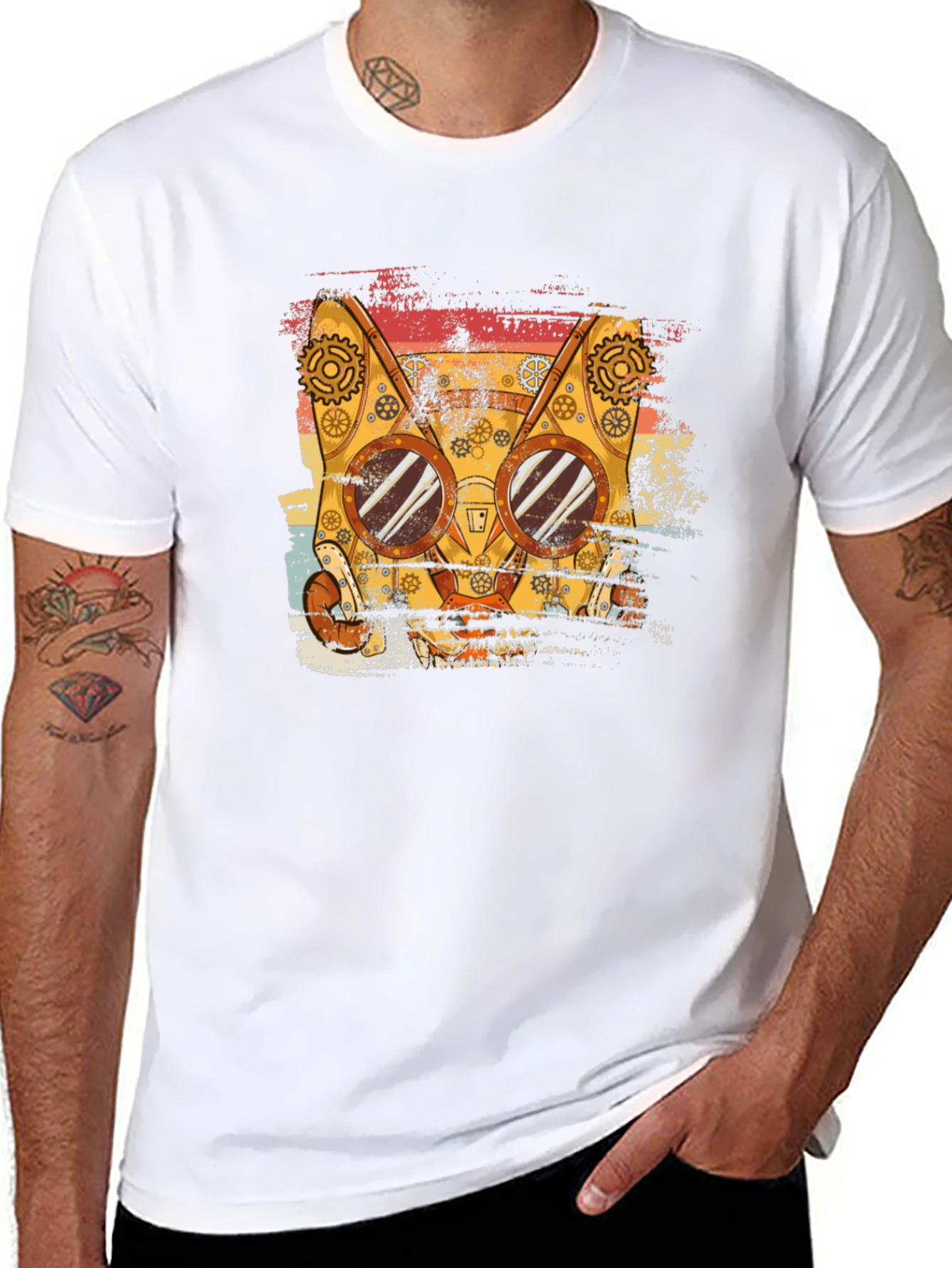 Steampunk Cat T-Shirt - Retro Style Tee
