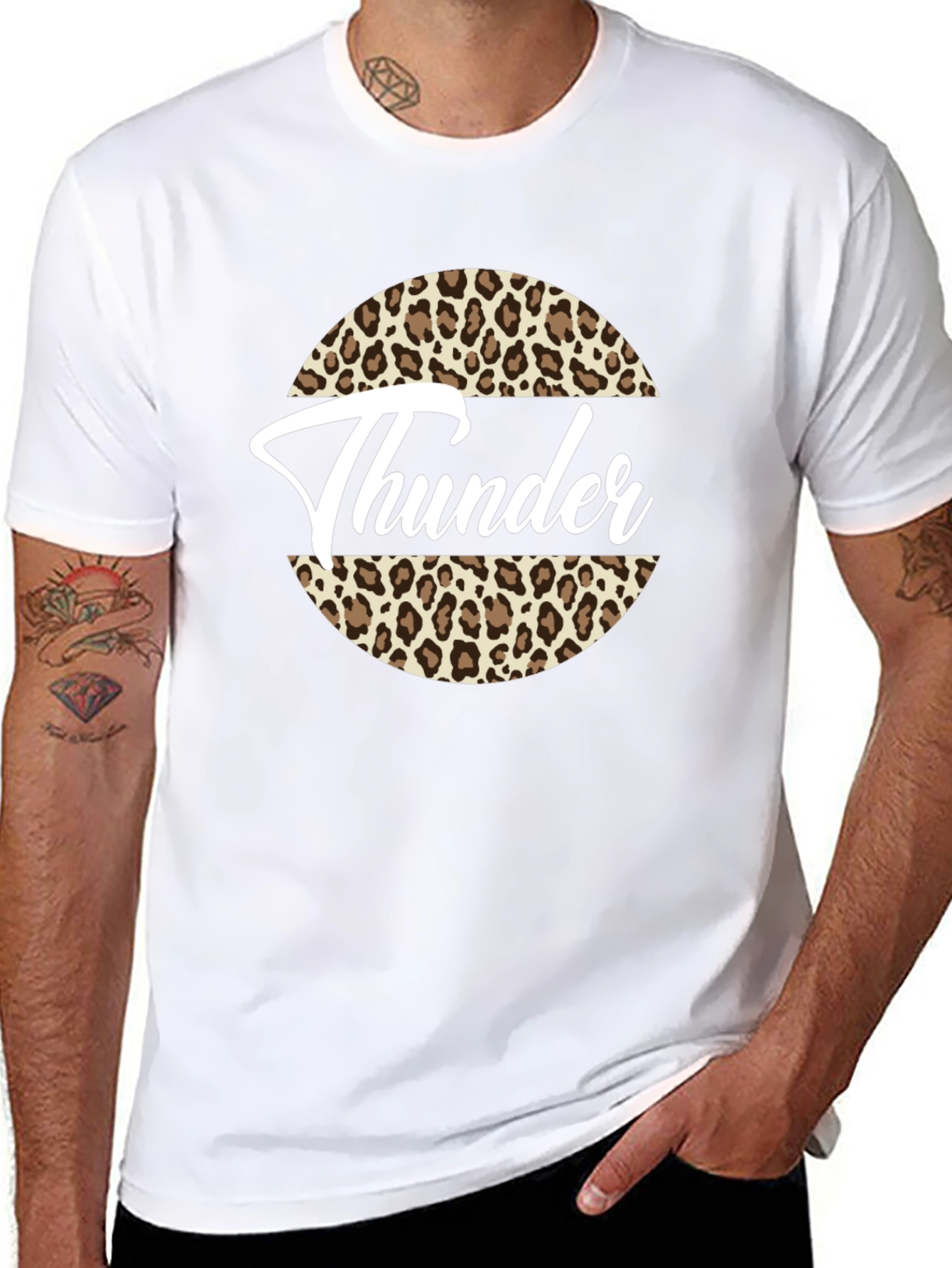 Thunder Leopard Print Graphic Tee - Black T-Shirt