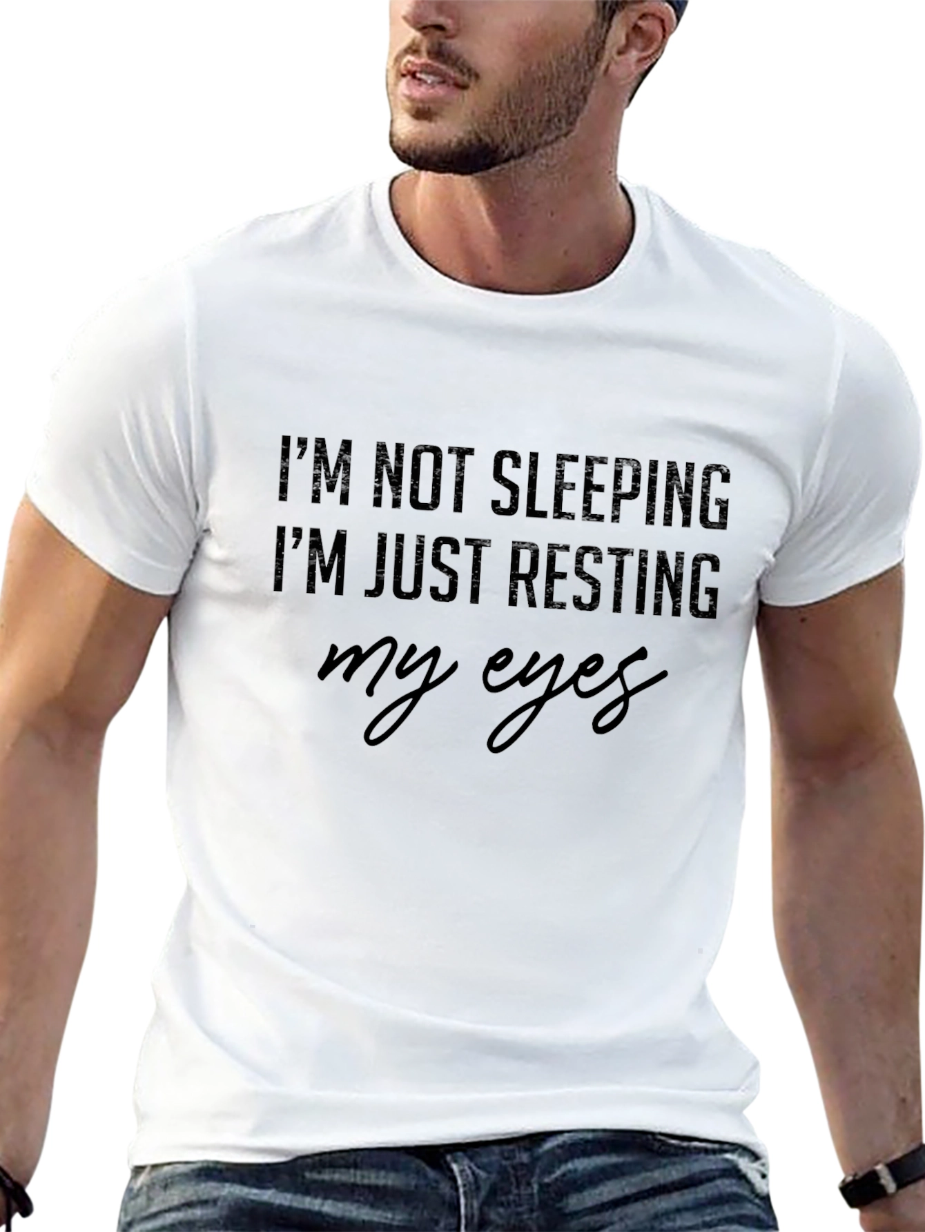 Resting Eyes Graphic Tee - Black Cotton T-Shirt