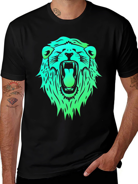 Cool Lion Graphic Tee - Black Short Sleeve Shirt