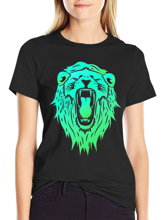 Cool Lion Graphic Tee - Black Short Sleeve Shirt