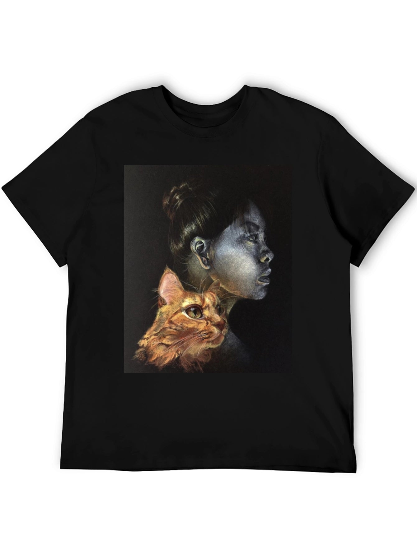 Unique Graphic T-Shirt - Woman and Cat