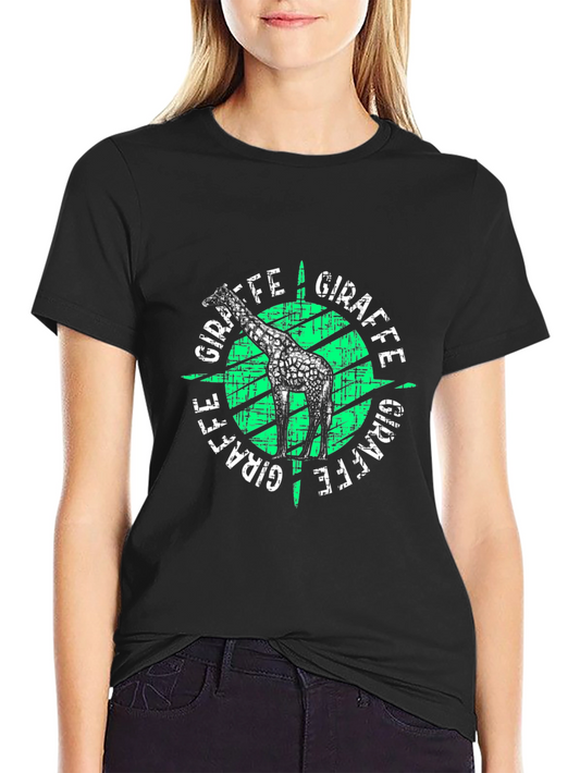 Giraffe Graphic Print T-Shirt