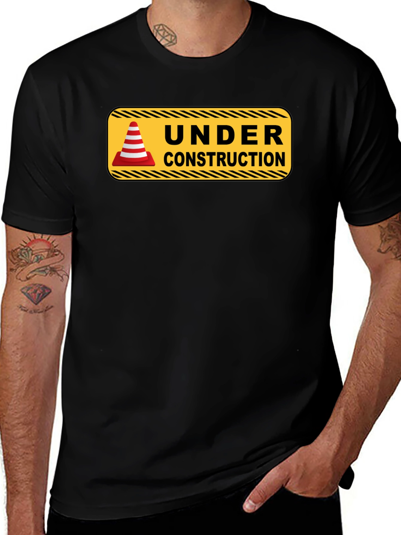 Under Construction Graphic Tee - Mens Black T-Shirt