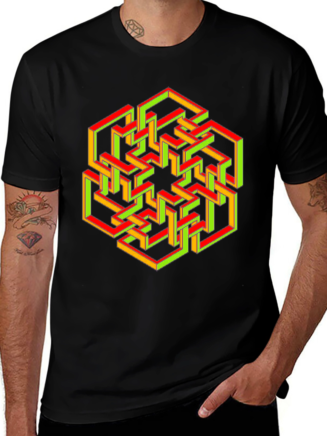 Optical Illusion Geometric Graphic T-Shirt