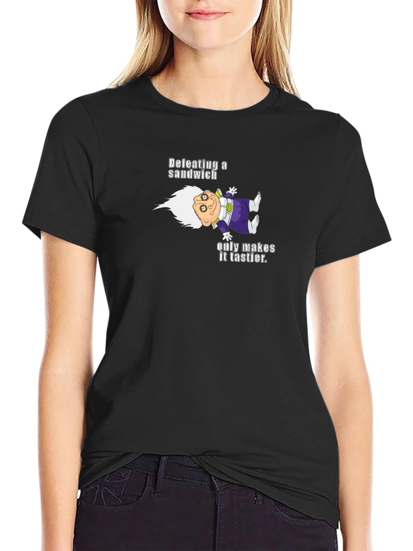 Defeating a Sandwich T-Shirt - Funny Cartoon Tee