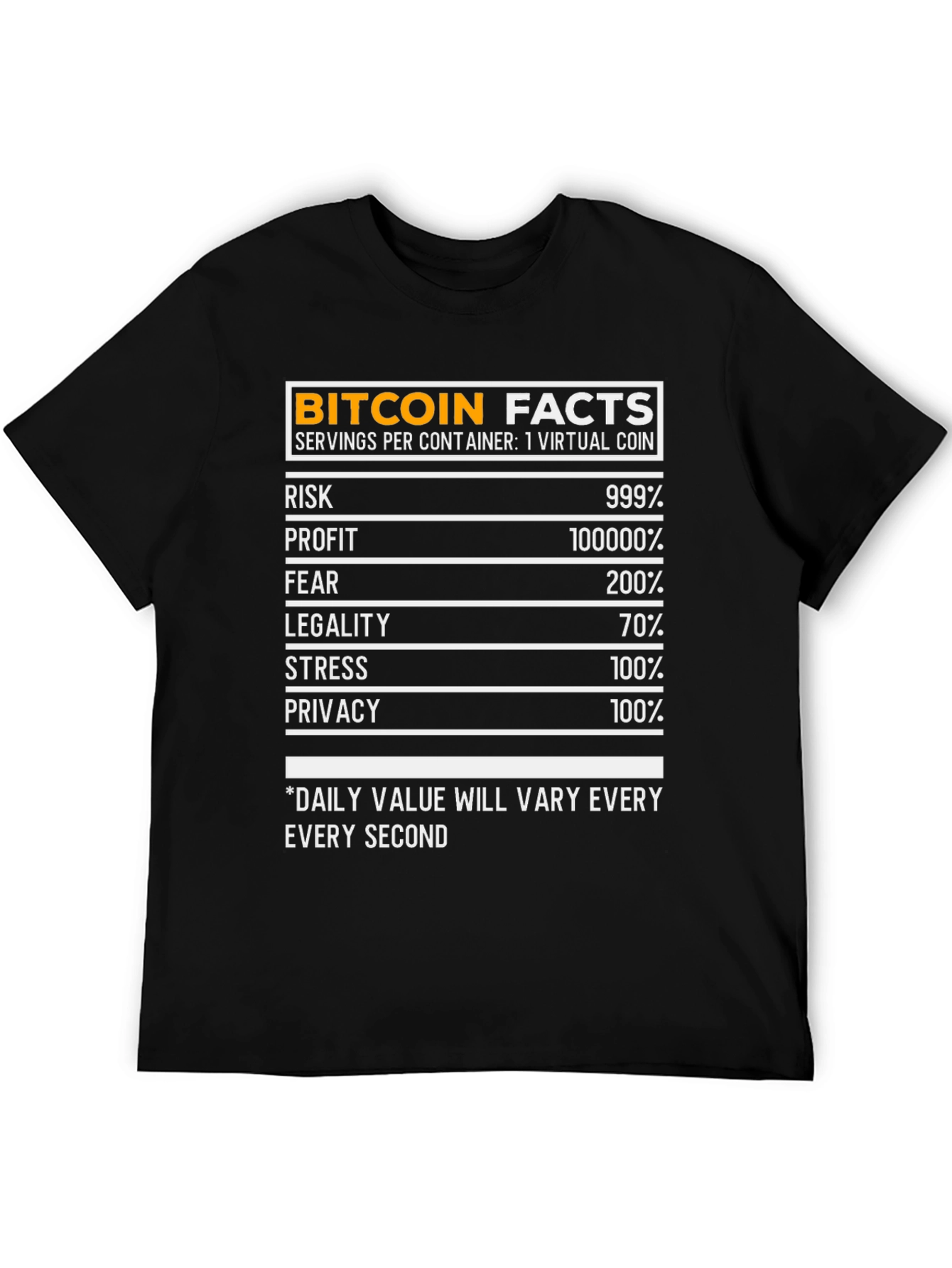 Bitcoin Facts Funny Black T-Shirt