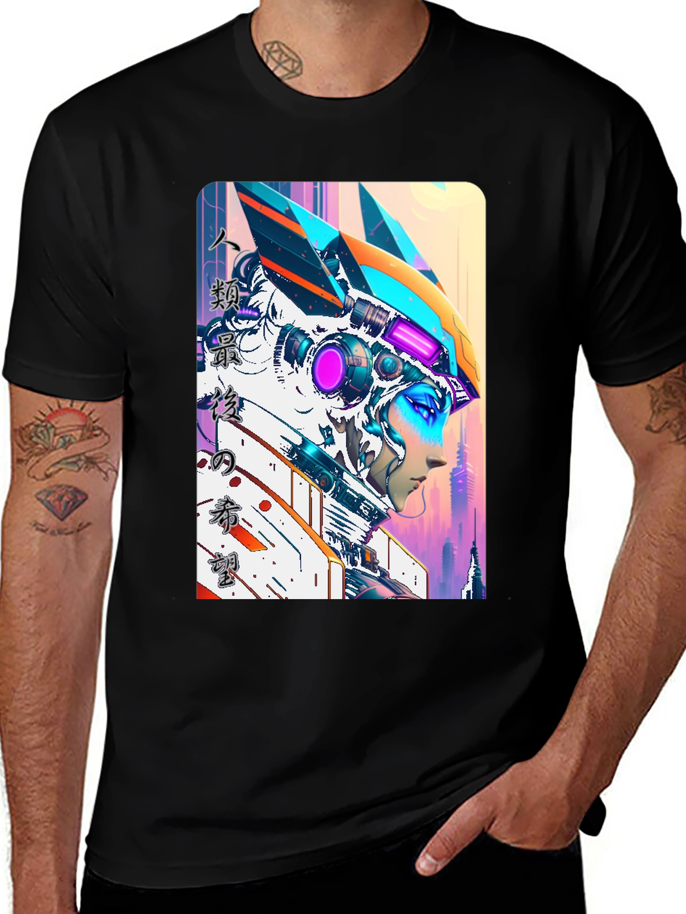 Sci-Fi Anime Style Graphic T-Shirt