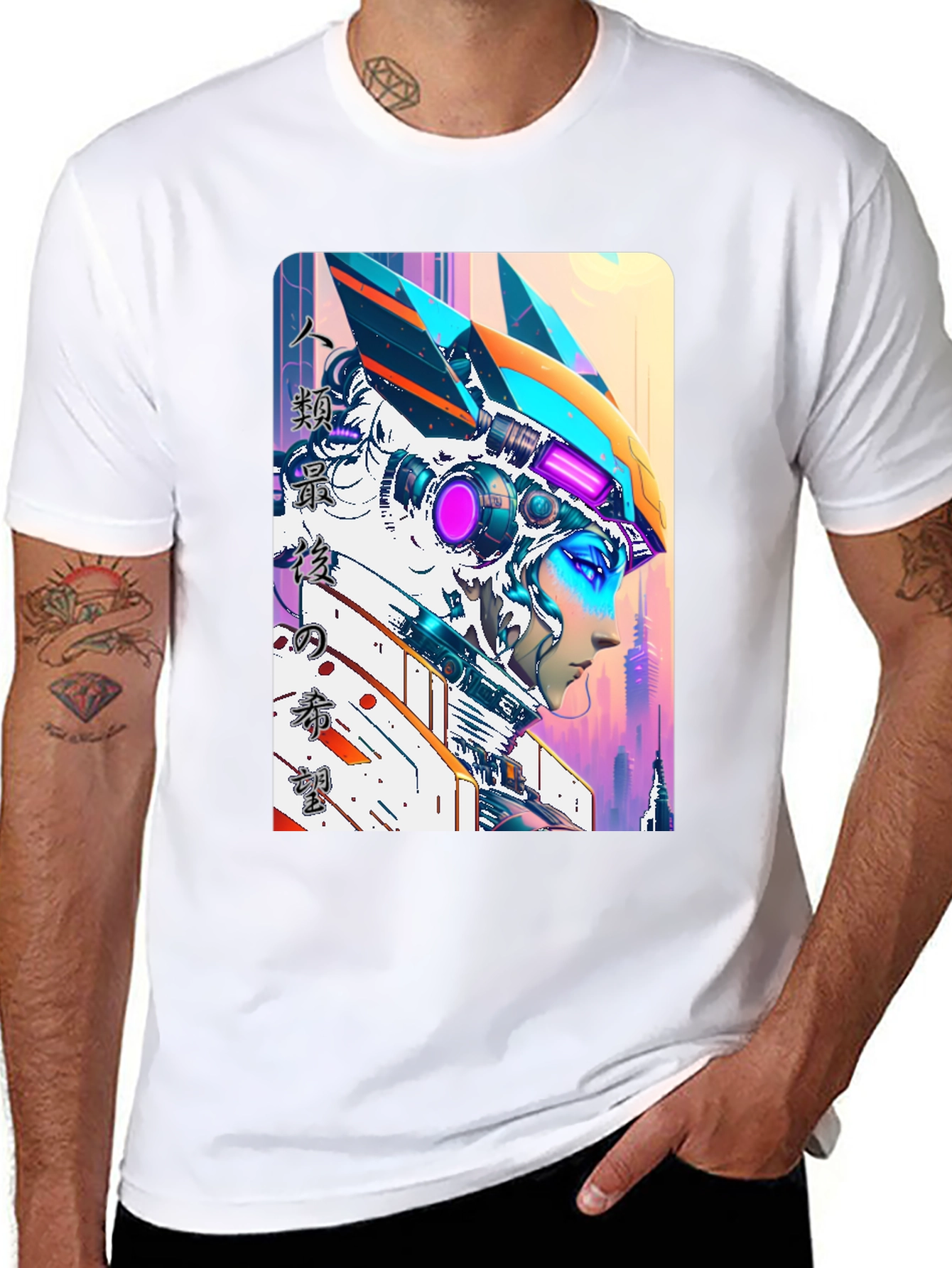 Sci-Fi Anime Style Graphic T-Shirt