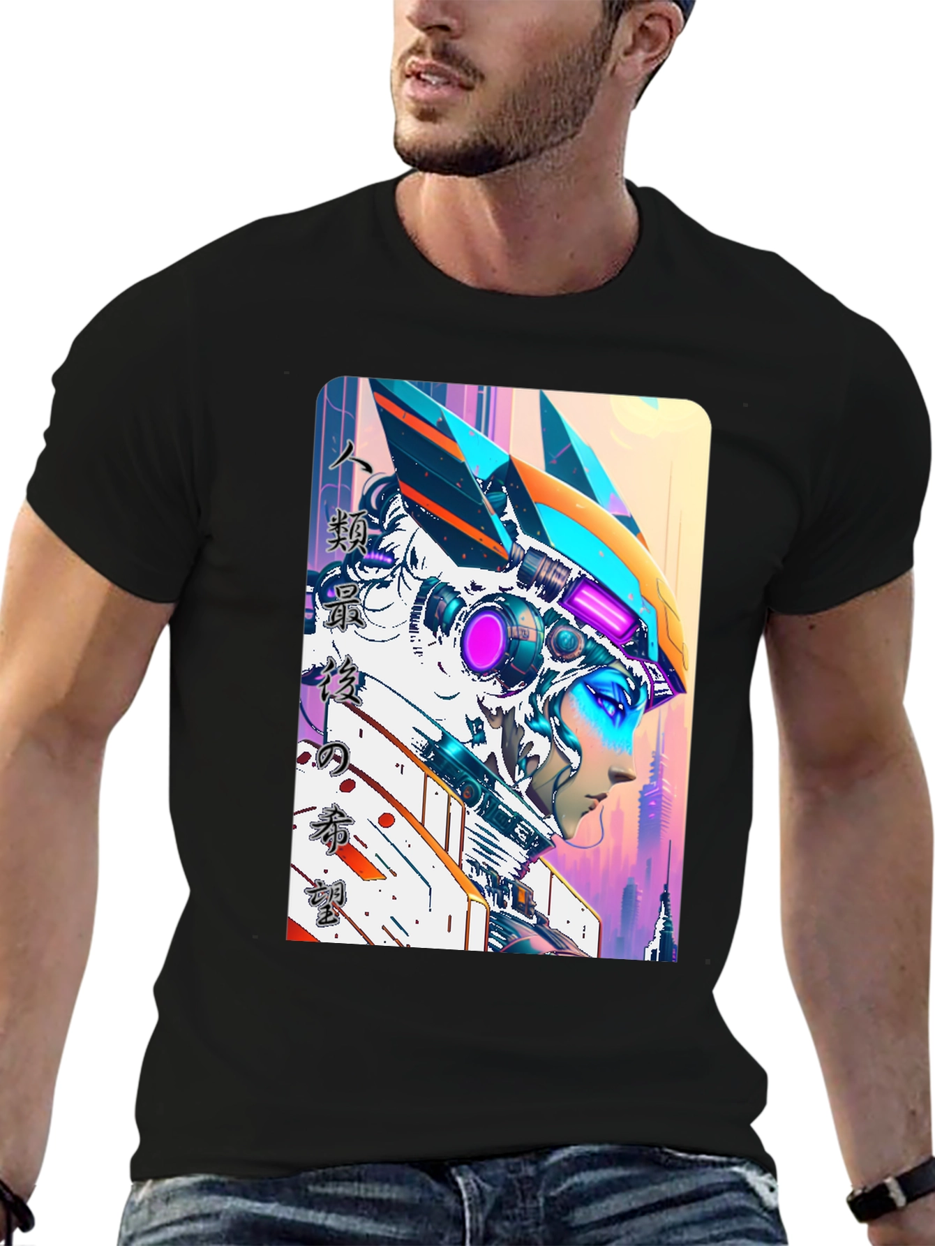 Sci-Fi Anime Style Graphic T-Shirt