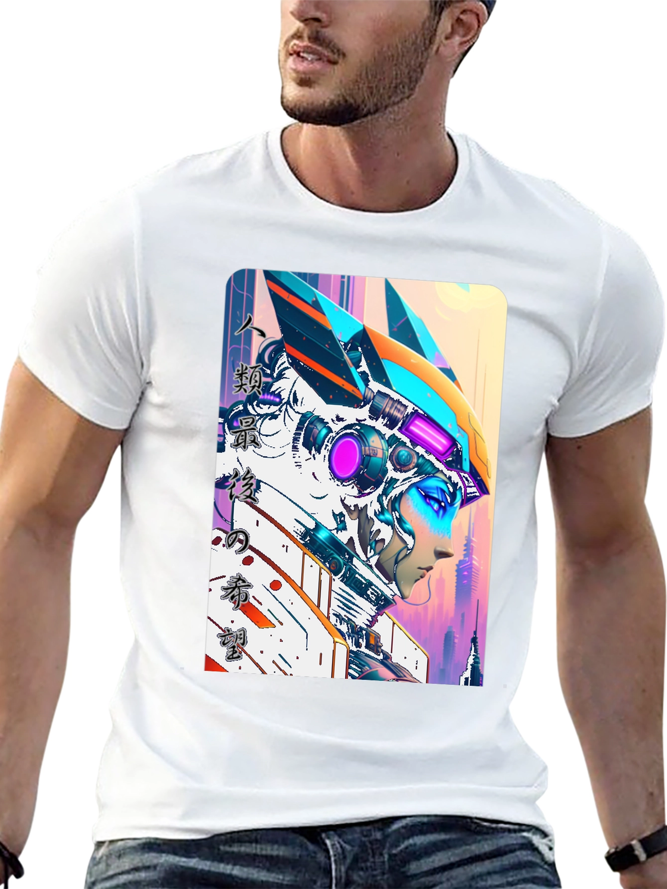Sci-Fi Anime Style Graphic T-Shirt