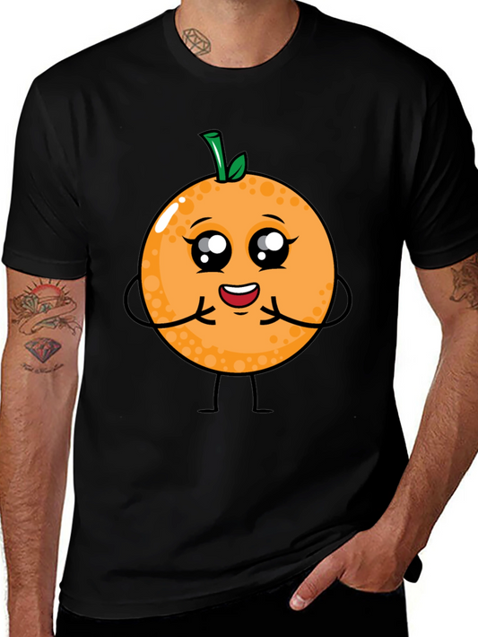 Cute Cartoon Orange Fruit Graphic T-Shirt