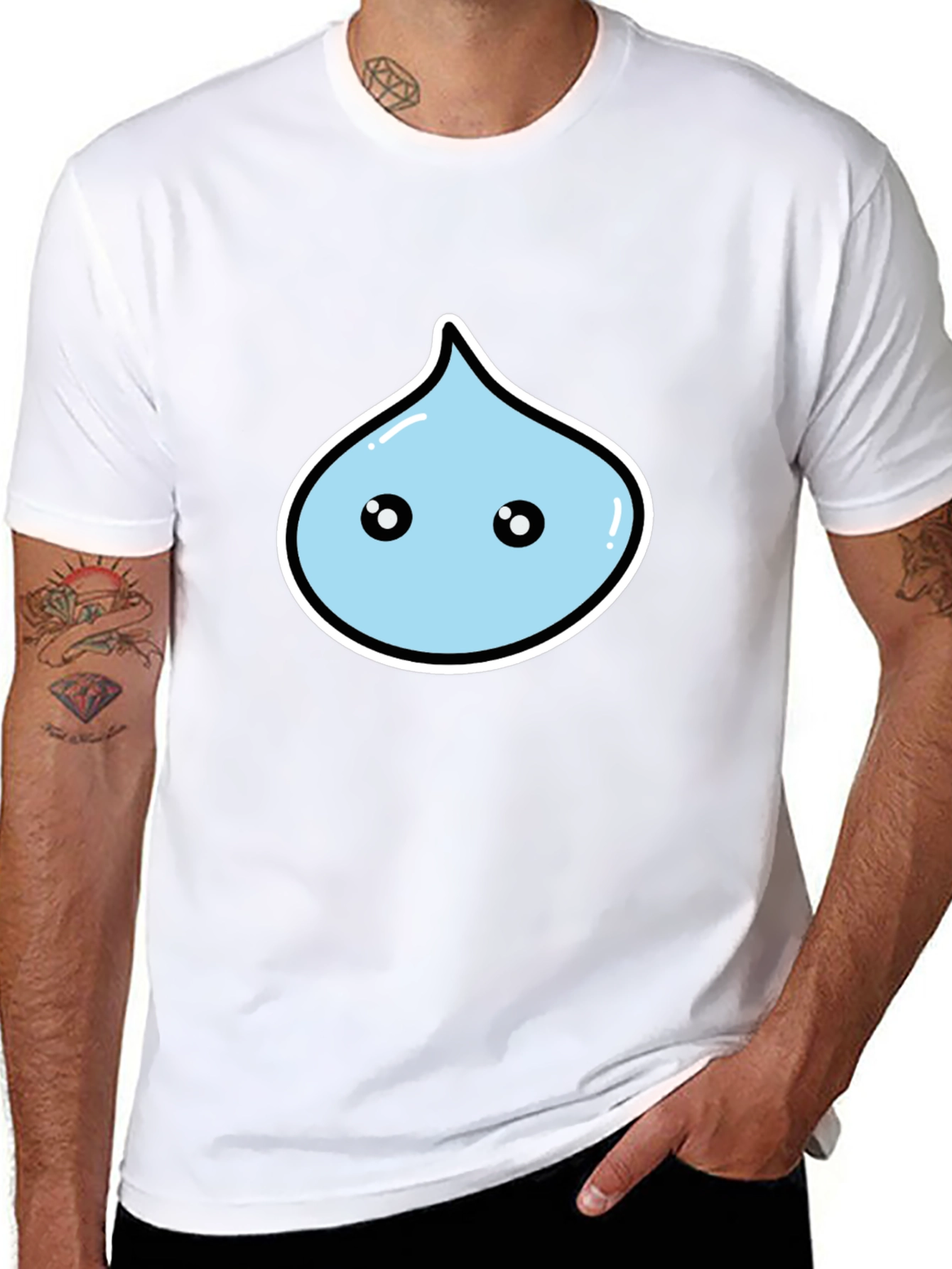 Kawaii Droplet Graphic Black T-Shirt