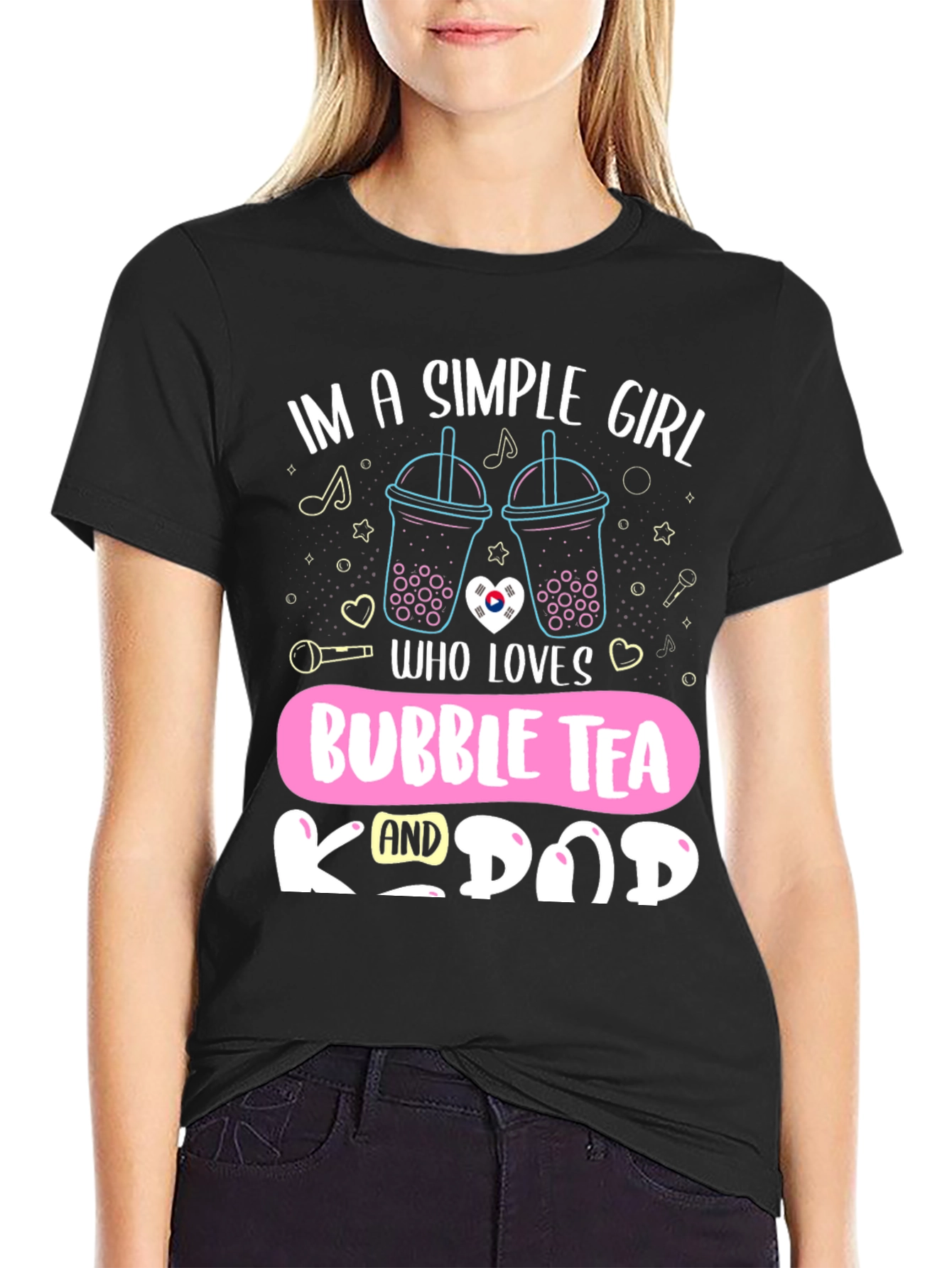 Simple Girl Bubble Tea K-Pop T-Shirt