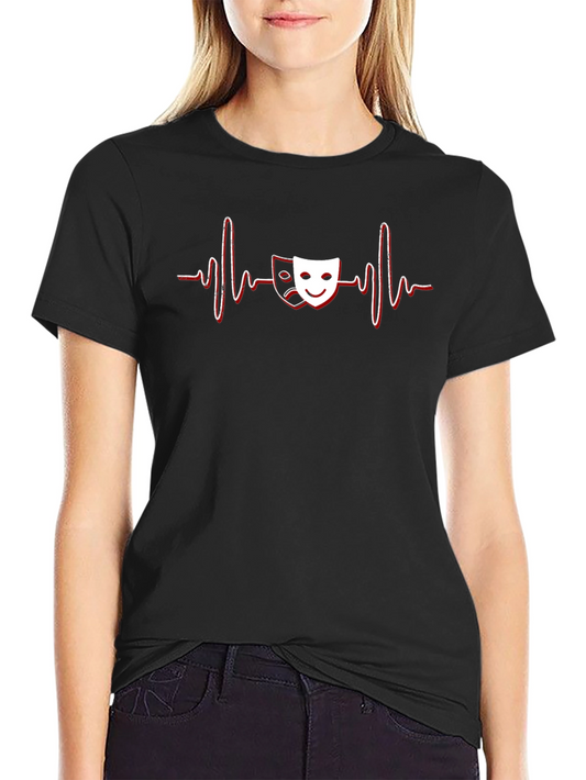 Drama Masks Heartbeat Graphic Tee - Black