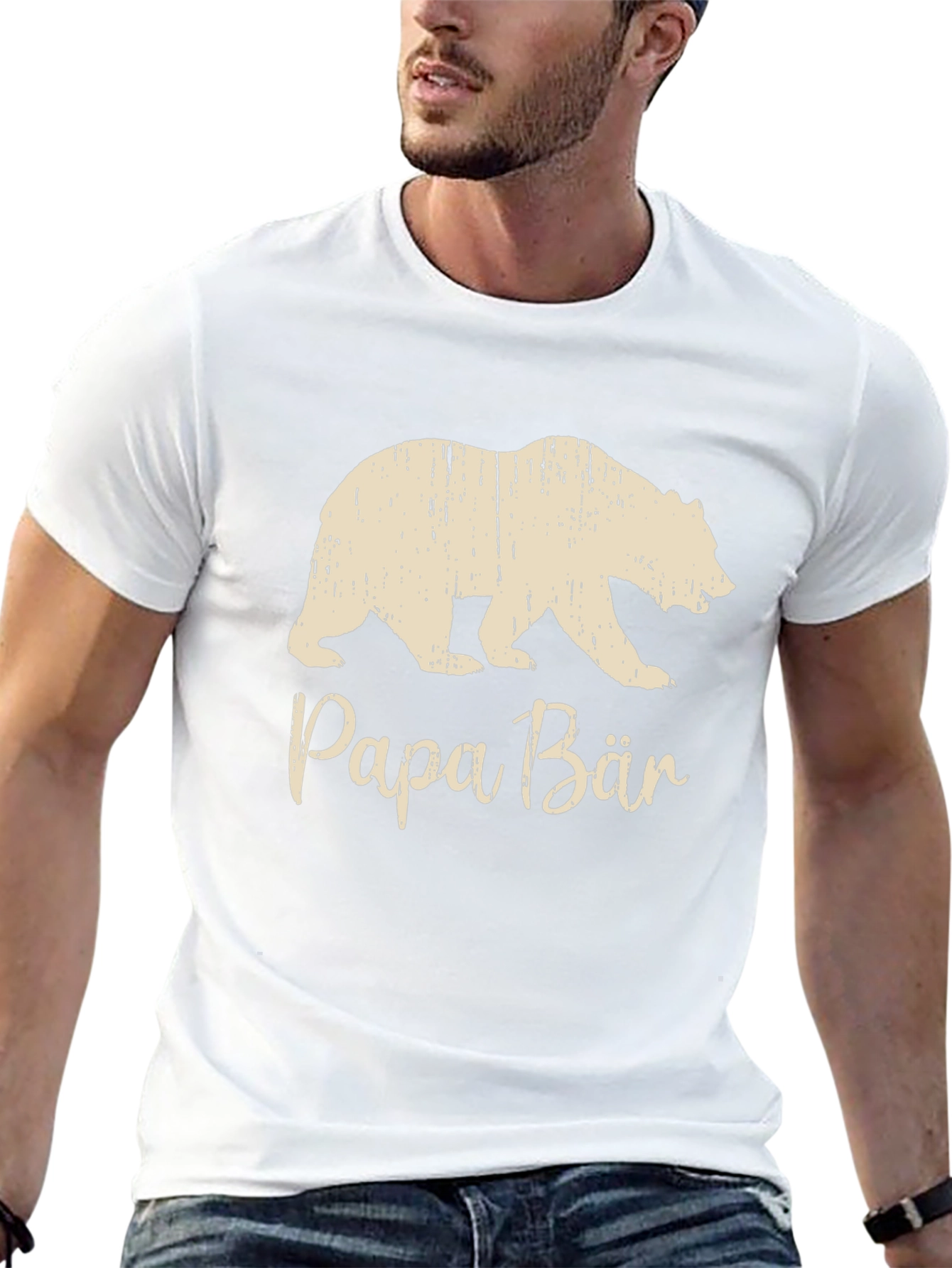 Papa Bär T-Shirt - Distressed Bear Graphic Tee
