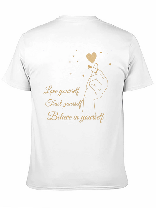 Love Yourself Graphic Tee - Black Cotton Blend Shirt