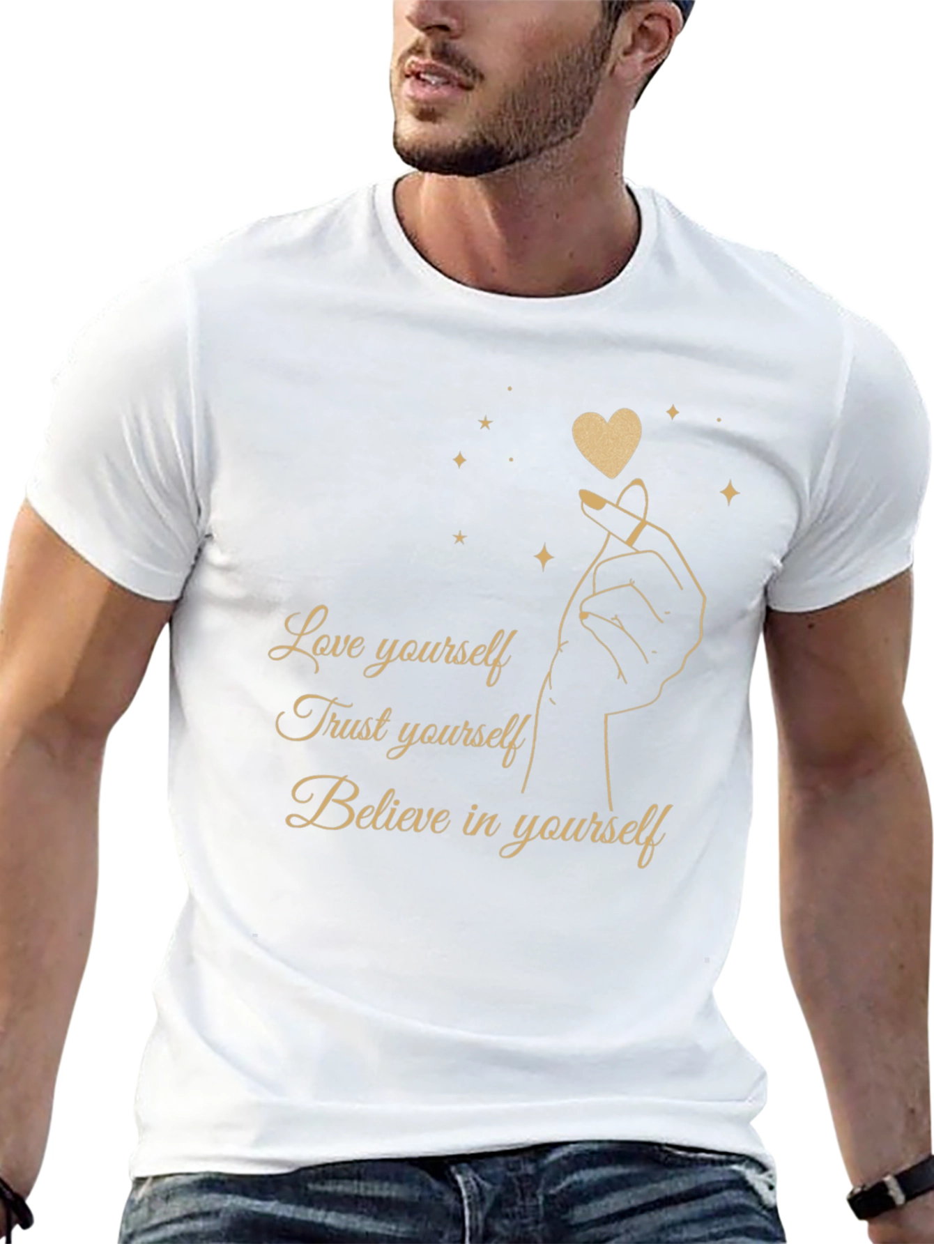Love Yourself Graphic Tee - Black Cotton Blend Shirt