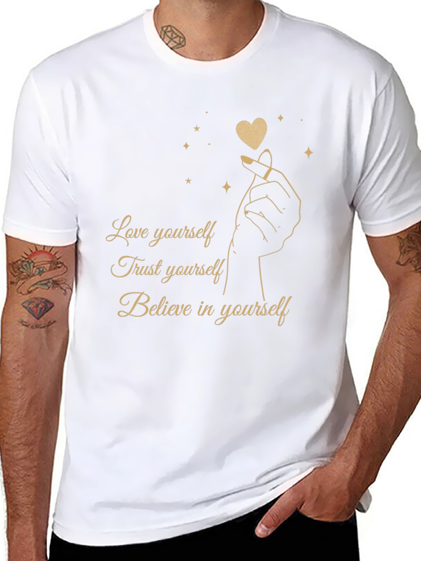 Love Yourself Graphic Tee - Black Cotton Blend Shirt